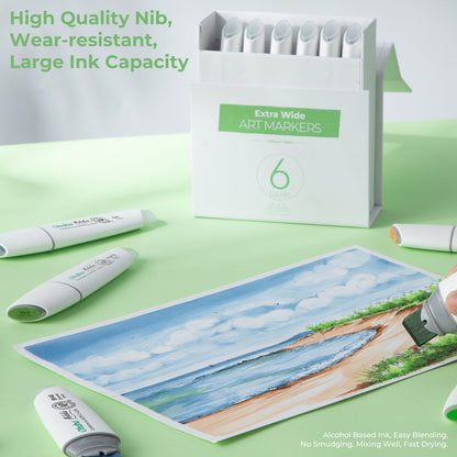 Ohuhu Smart Buy - Molokai Four Tones Extra-wide Tip Alcohol Art Markers