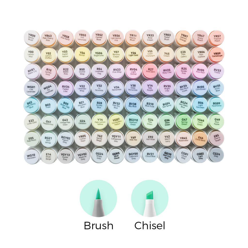 Ohuhu Sale - Honolulu 96 Pastel Colors Alcohol Art Markers - Sweetness & Blossoming (New Color Codes)