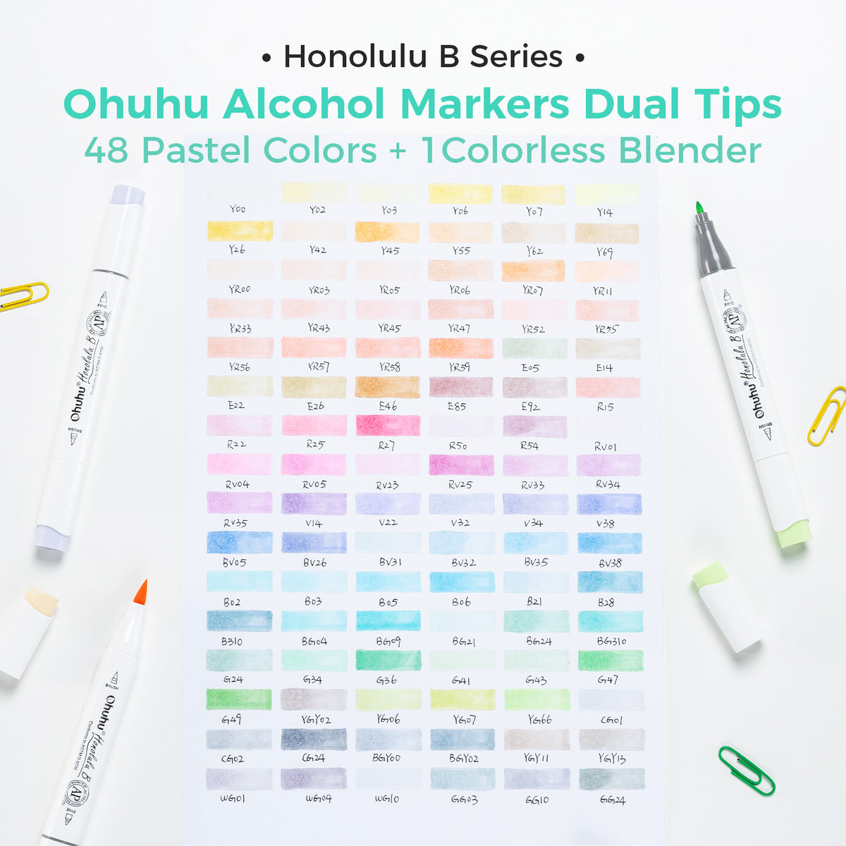 Ohuhu Sale - Honolulu 96 Pastel Colors Alcohol Art Markers - Sweetness & Blossoming (New Color Codes)