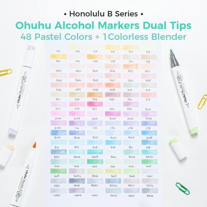 Ohuhu Sale - Honolulu 96 Pastel Colors Alcohol Art Markers - Sweetness & Blossoming (New Color Codes)