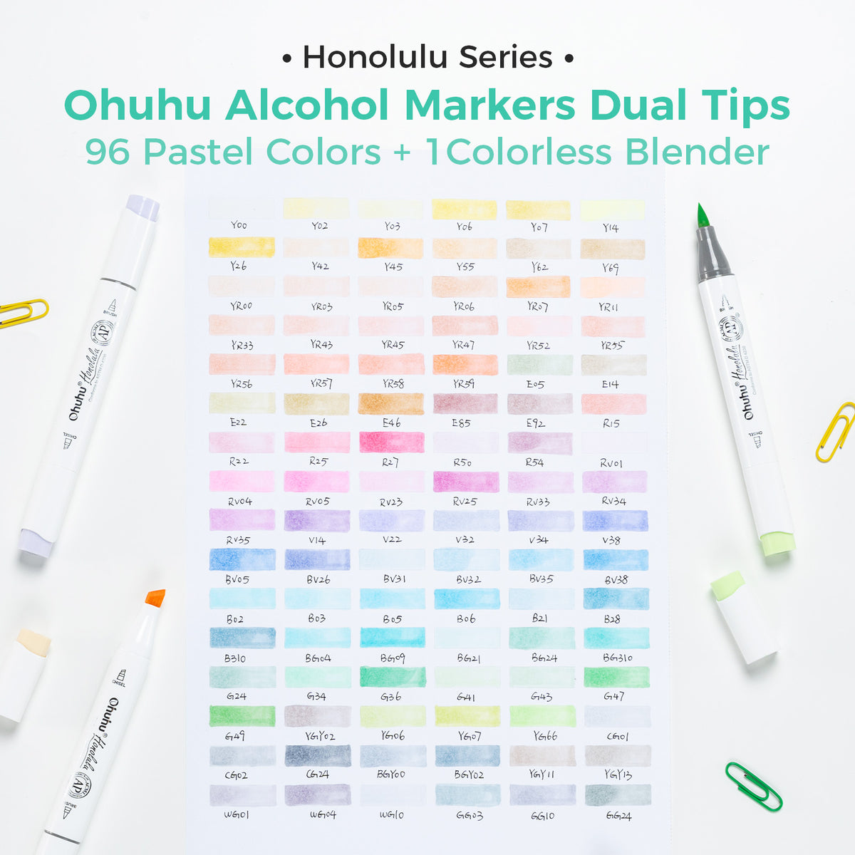Ohuhu Sale - Honolulu 96 Pastel Colors Alcohol Art Markers - Sweetness & Blossoming (New Color Codes)