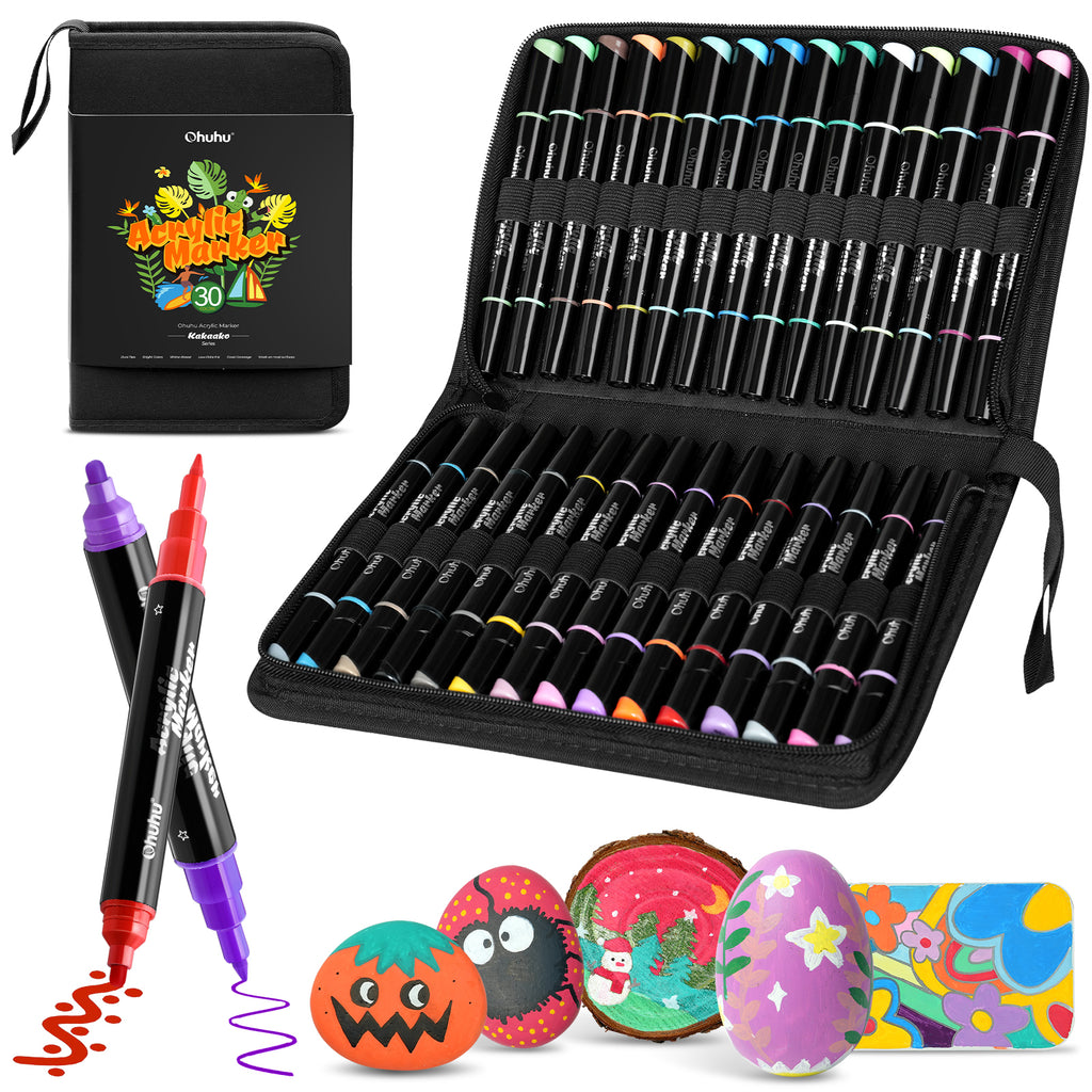 Ohuhu Latest - Dual Nib Waterproof Acrylic Pen 30 / 60 / 90 Colors - Kakaako