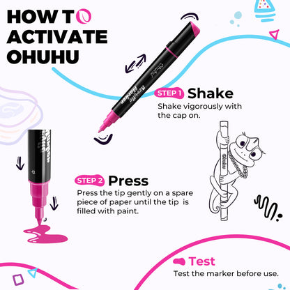 Ohuhu Latest - Dual Nib Waterproof Acrylic Pen 30 / 60 / 90 Colors - Kakaako