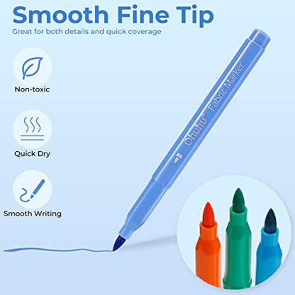 Ohuhu Signature - Fabric 30 Color Markers Permanent for Clothes