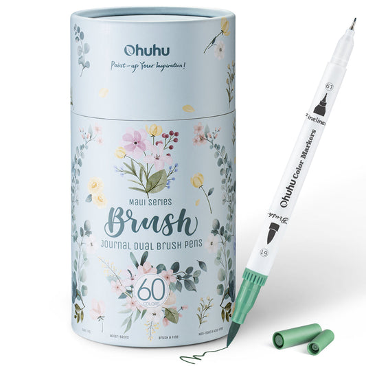 Ohuhu Featured - Maui 60 Colors Dual Tips Water Based Art Markers, Brush & Fineliner