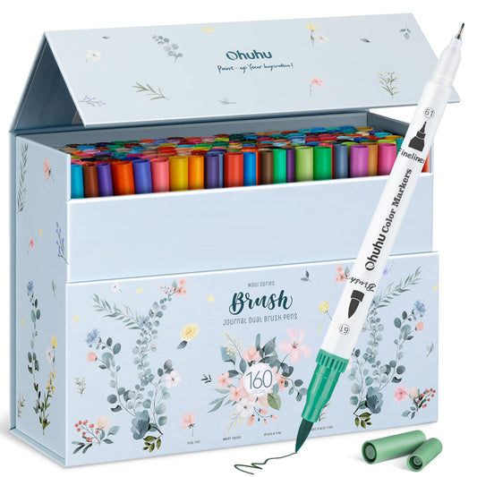 Ohuhu Trusted - Maui 160 Colors Dual Tips Water Based Art Markers, Brush & Fineliner