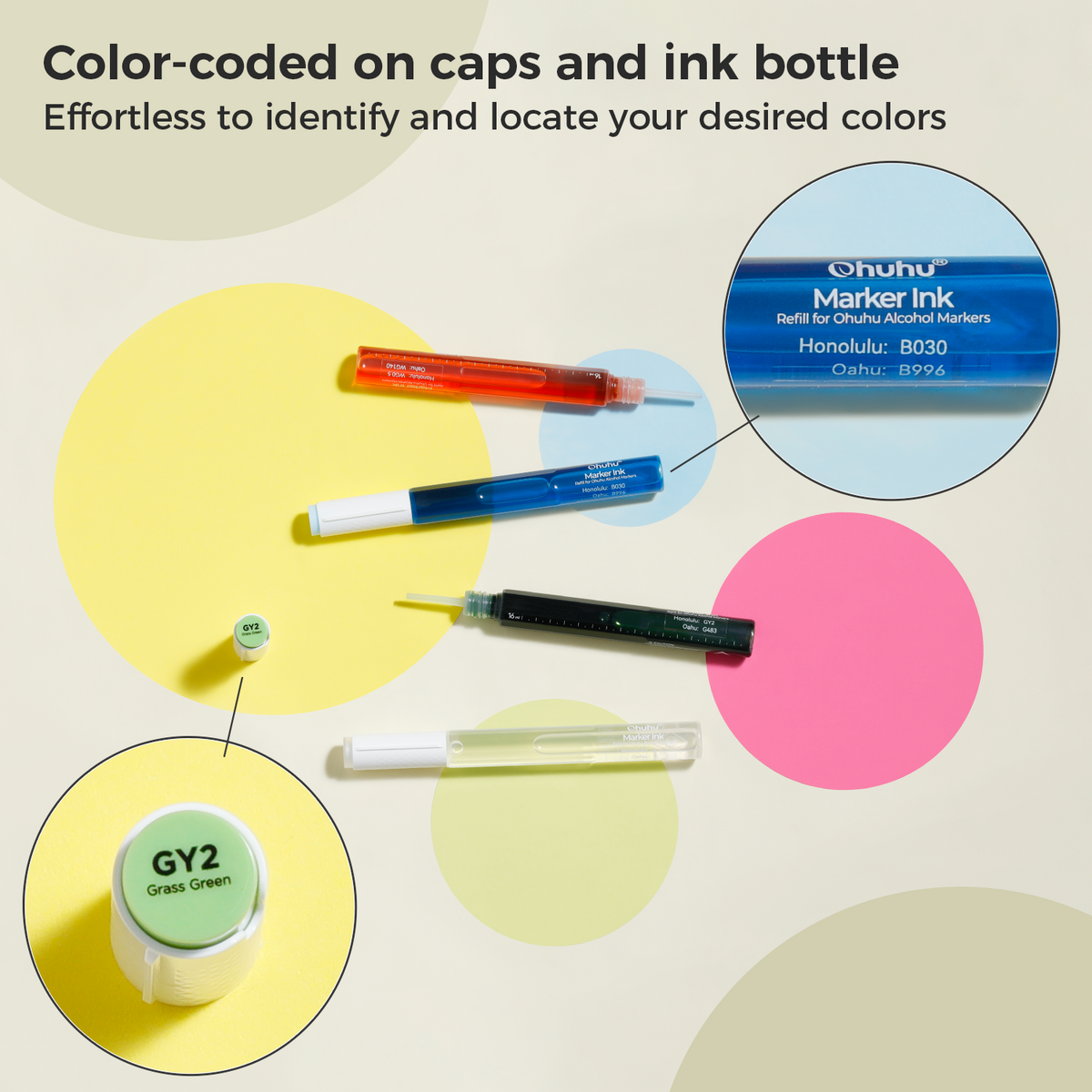 Ohuhu Recommended - Marker Ink V18 / V284 / P3 Refill for Alcohol marker