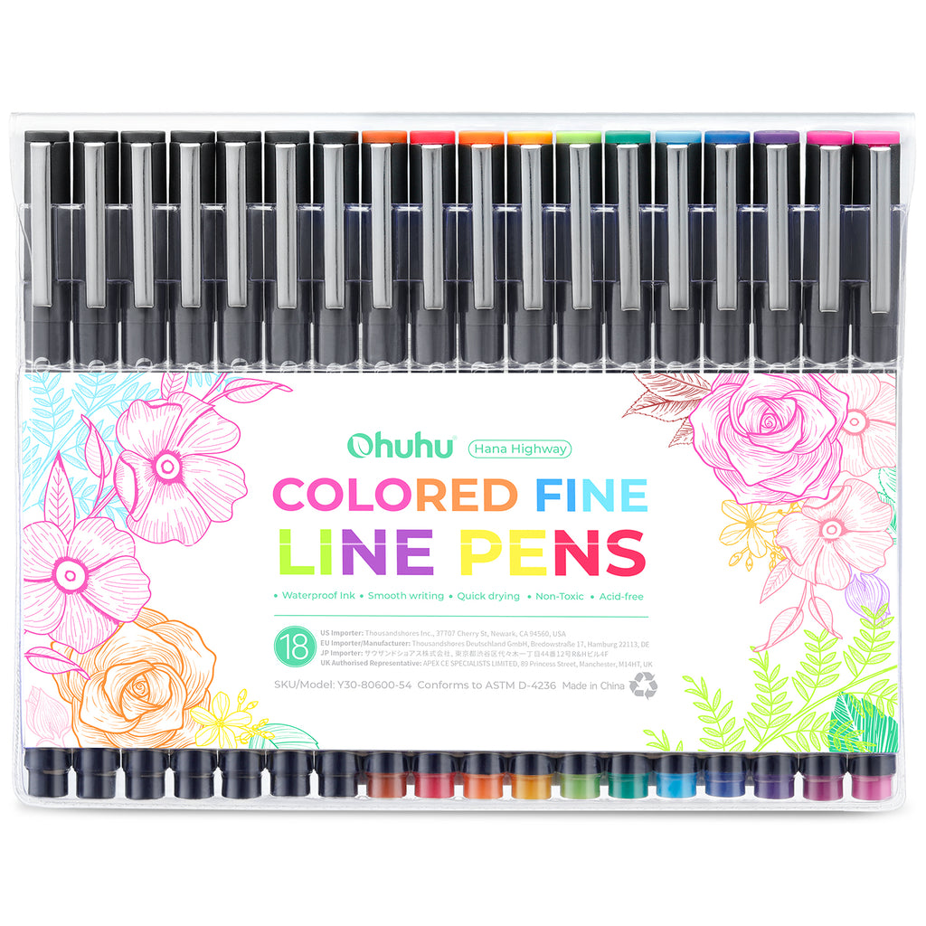 Ohuhu Trending - Hana Highway Fineliner Drawing Pens,18 Pack