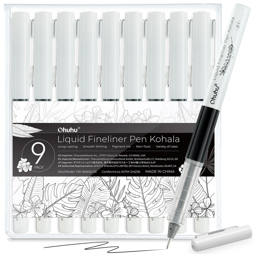 Ohuhu Customer Favorite - Kohala Liquid Fineliner Drawing Pens,9 Pack