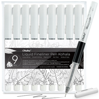 Ohuhu Customer Favorite - Kohala Liquid Fineliner Drawing Pens,9 Pack