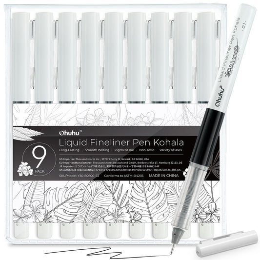 Ohuhu Customer Favorite - Kohala Liquid Fineliner Drawing Pens,9 Pack