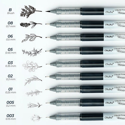 Ohuhu Customer Favorite - Kohala Liquid Fineliner Drawing Pens,9 Pack