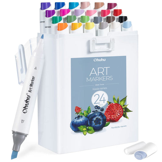 Ohuhu Classic - Kaala Slim Broad and Fine Dual Tips Alcohol Art Markers - 24 Basic Colors