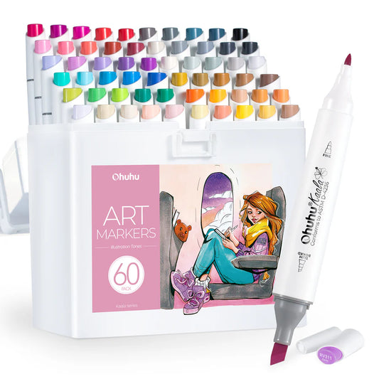 Ohuhu Trusted - Kaala Dual Tips Alcohol Art Markers- 60 Colors Illustrations