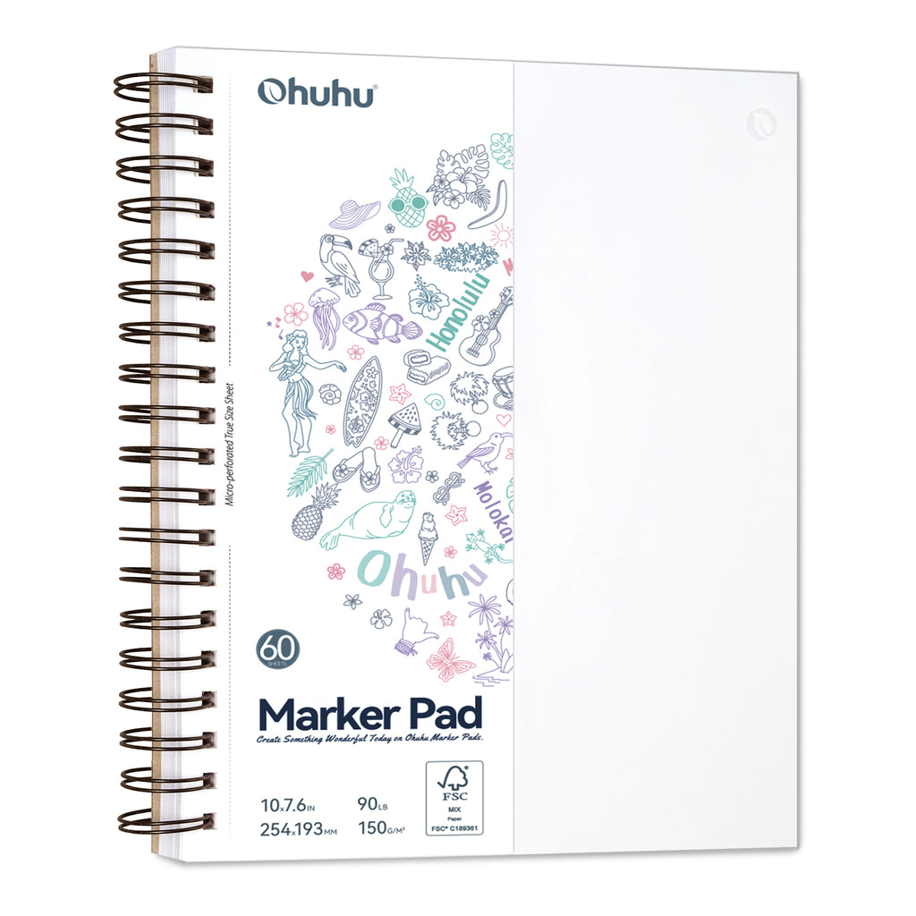 Ohuhu Trusted - Bleedproof Double-Sided Marker Pad, Spiral-Bound