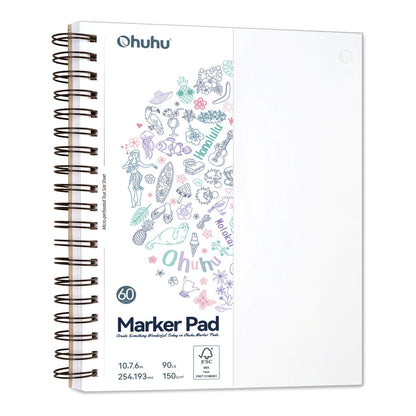 Ohuhu Trusted - Bleedproof Double-Sided Marker Pad, Spiral-Bound