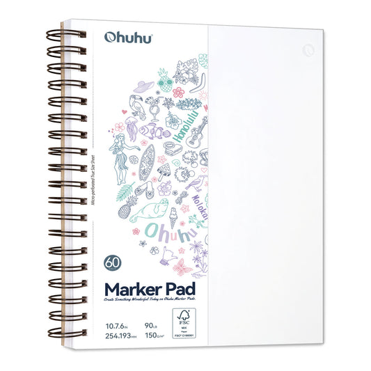 Ohuhu Trusted - Bleedproof Double-Sided Marker Pad, Spiral-Bound