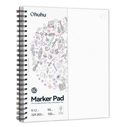 Ohuhu Trusted - Bleedproof Double-Sided Marker Pad, Spiral-Bound