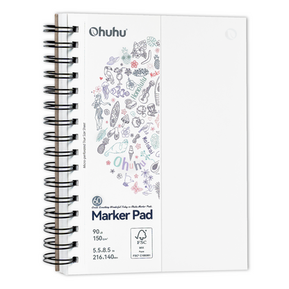 Ohuhu Trusted - Bleedproof Double-Sided Marker Pad, Spiral-Bound