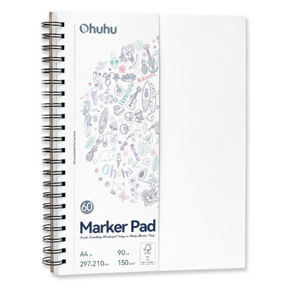 Ohuhu Trusted - Bleedproof Double-Sided Marker Pad, Spiral-Bound