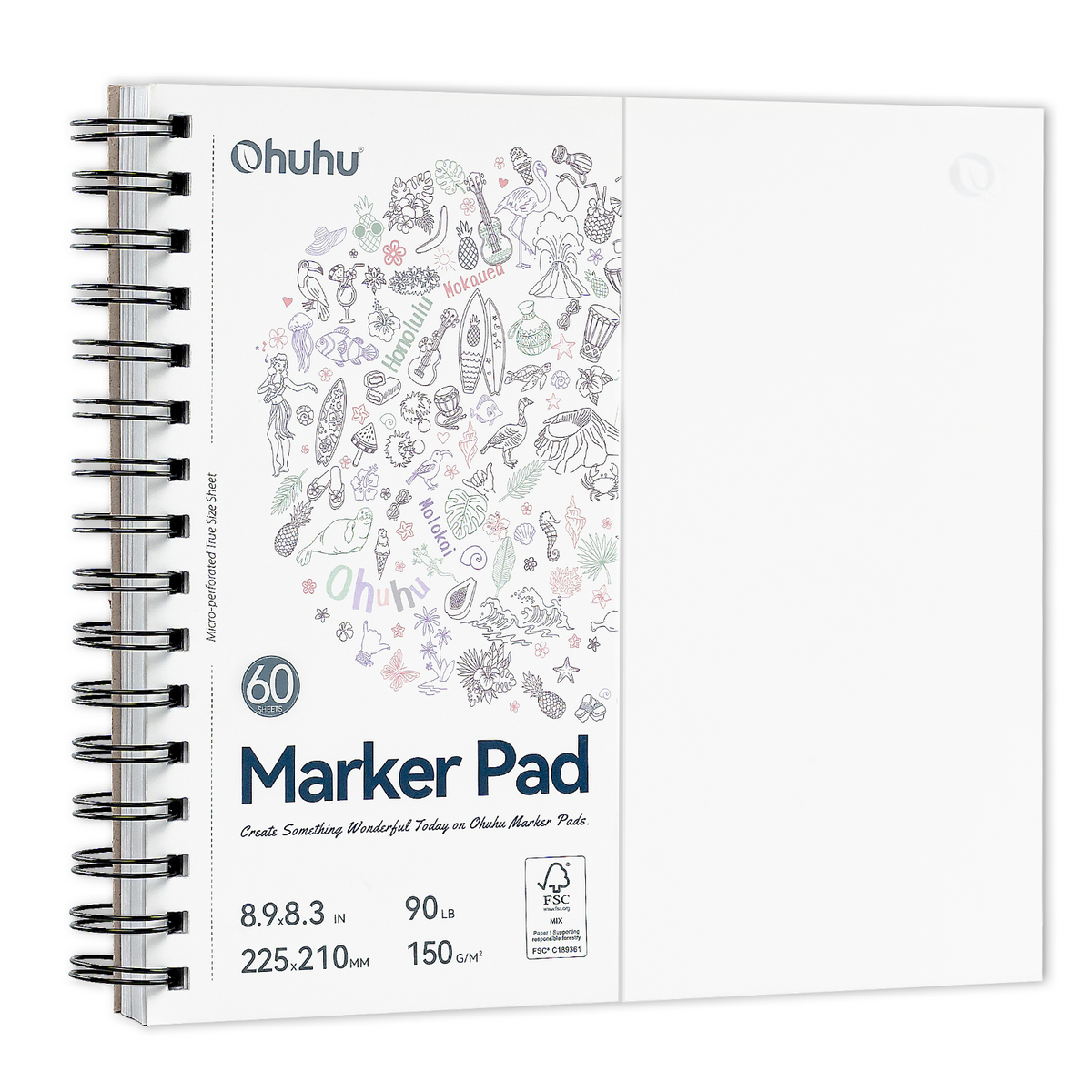 Ohuhu Trusted - Bleedproof Double-Sided Marker Pad, Spiral-Bound