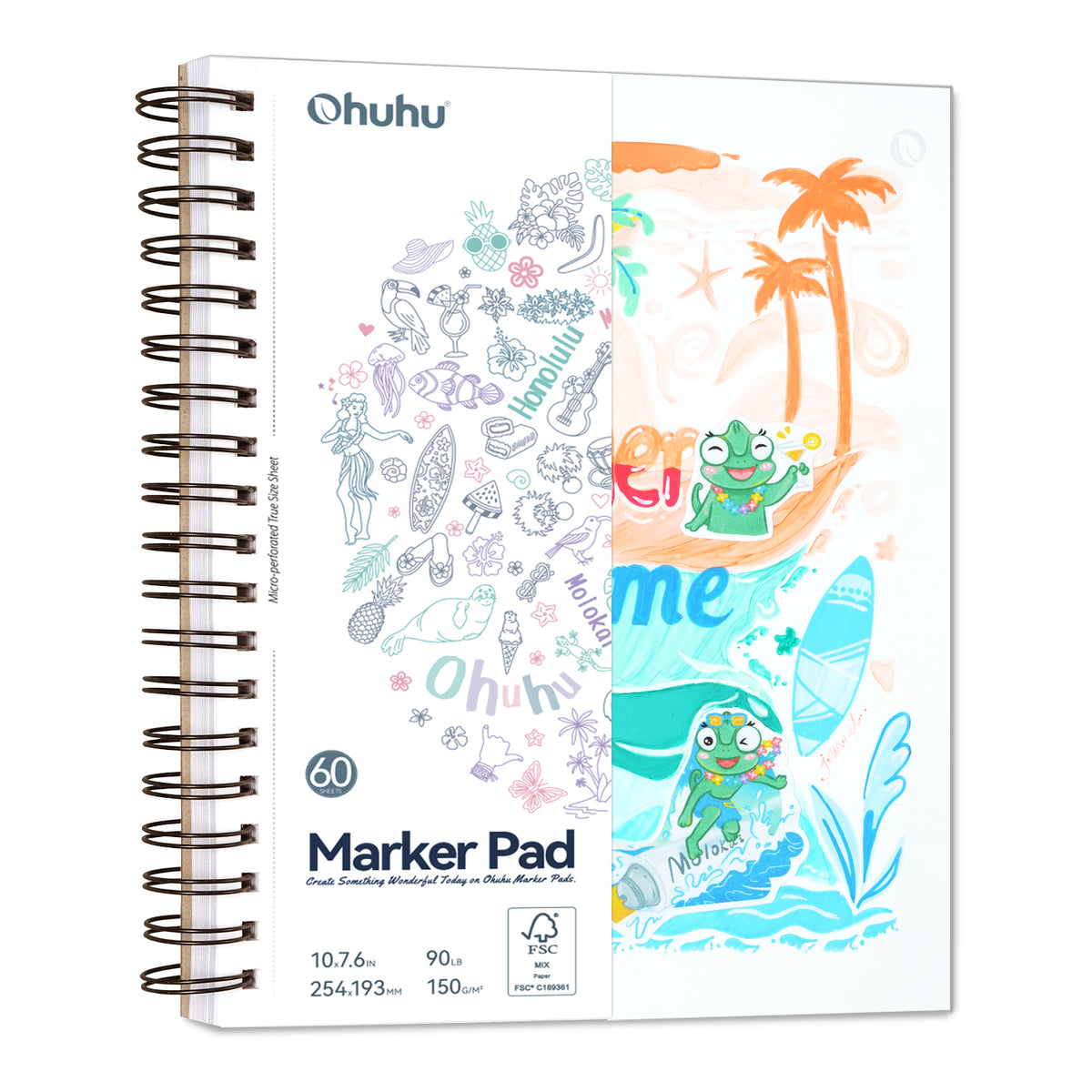 Ohuhu Trusted - Bleedproof Double-Sided Marker Pad, Spiral-Bound