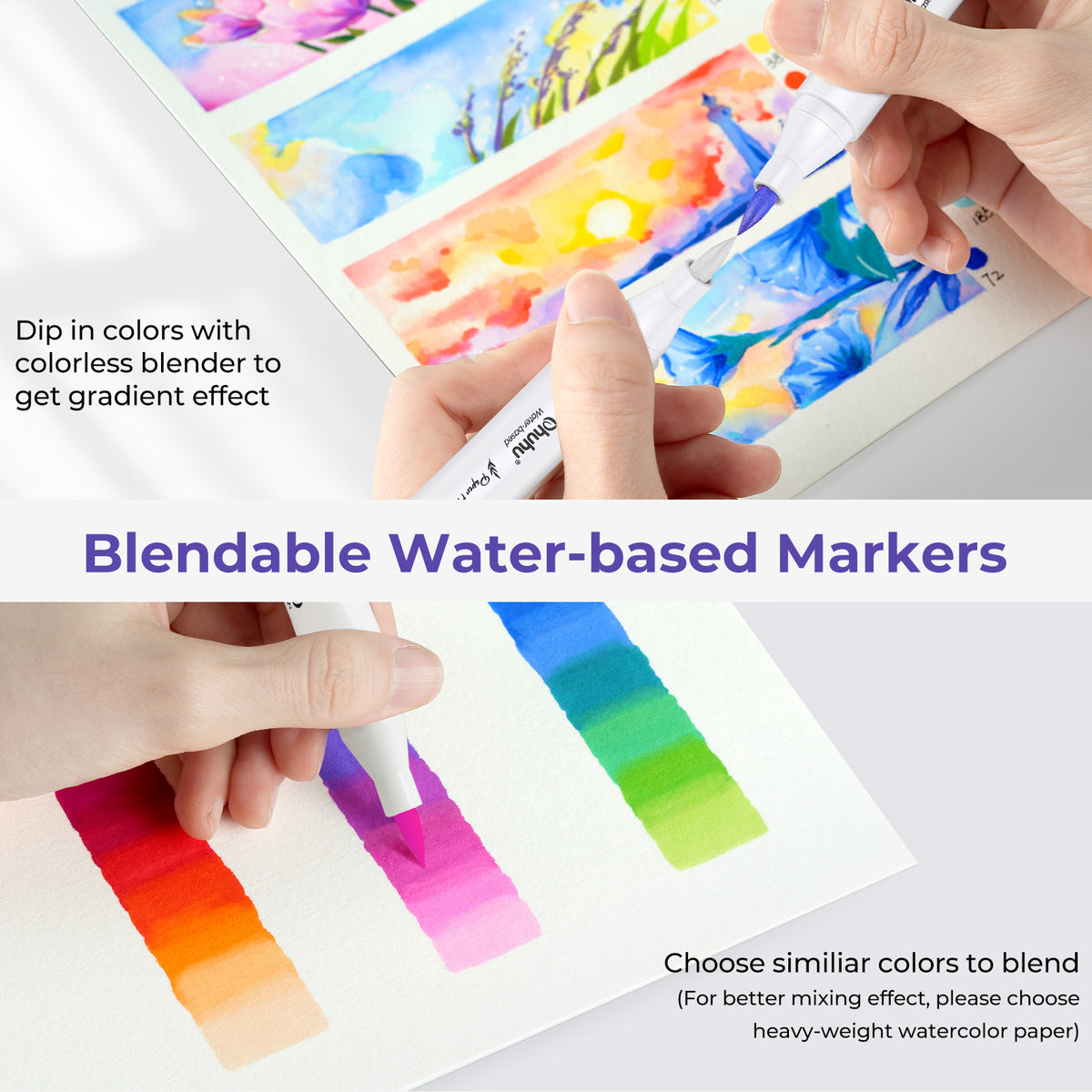 Ohuhu Special Offer - Paper-friendly (No Peeling) Markers Water-based 60 Colors