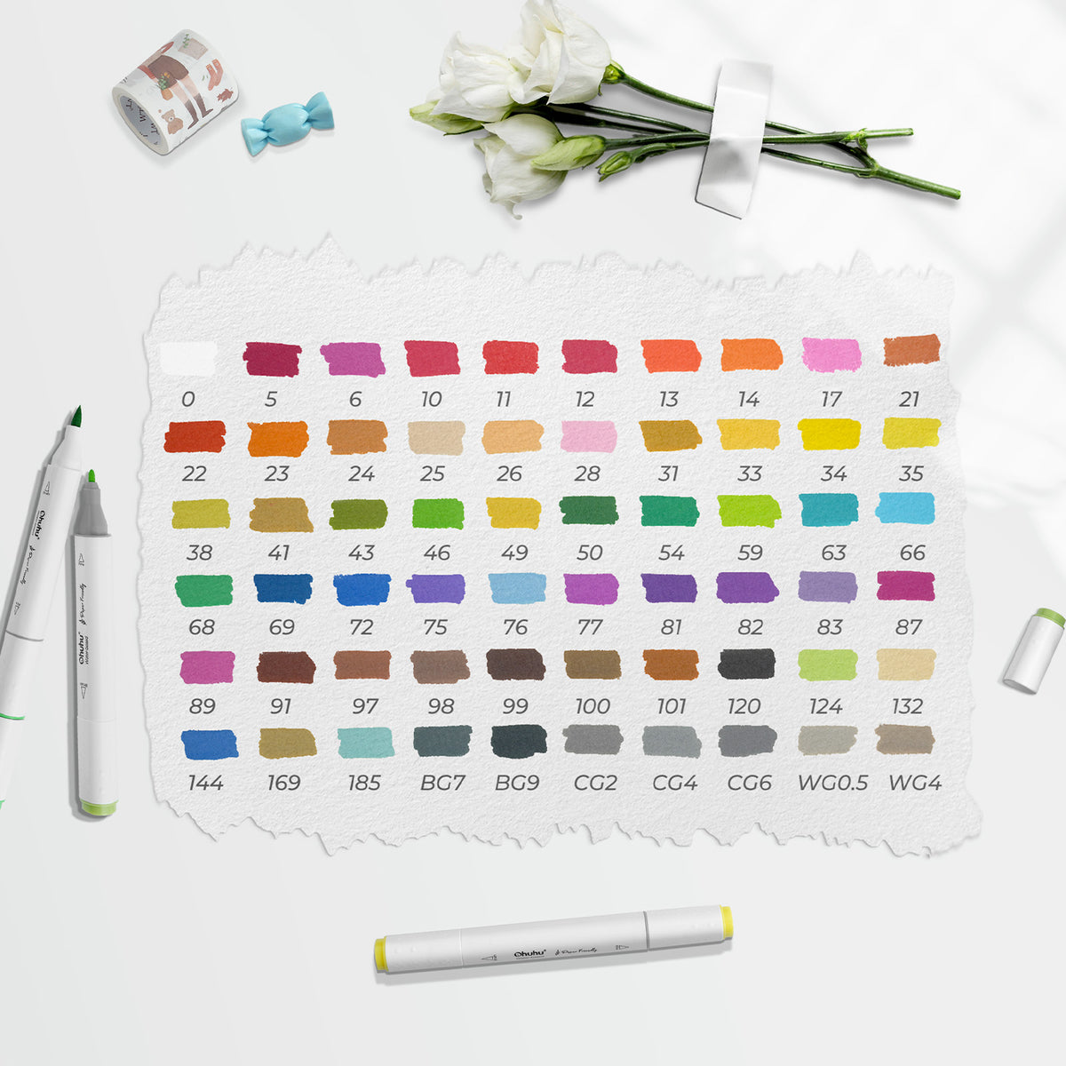 Ohuhu Special Offer - Paper-friendly (No Peeling) Markers Water-based 60 Colors