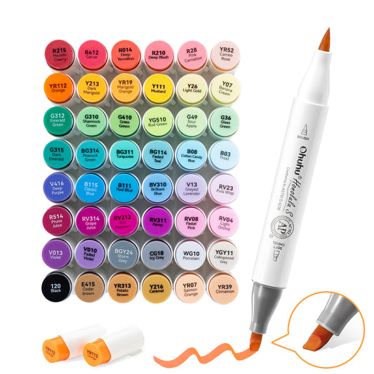 Ohuhu Classic - Honolulu S 48 Colors Dual Soft Tips Alcohol Art Markers, Brush & Soft Chisel